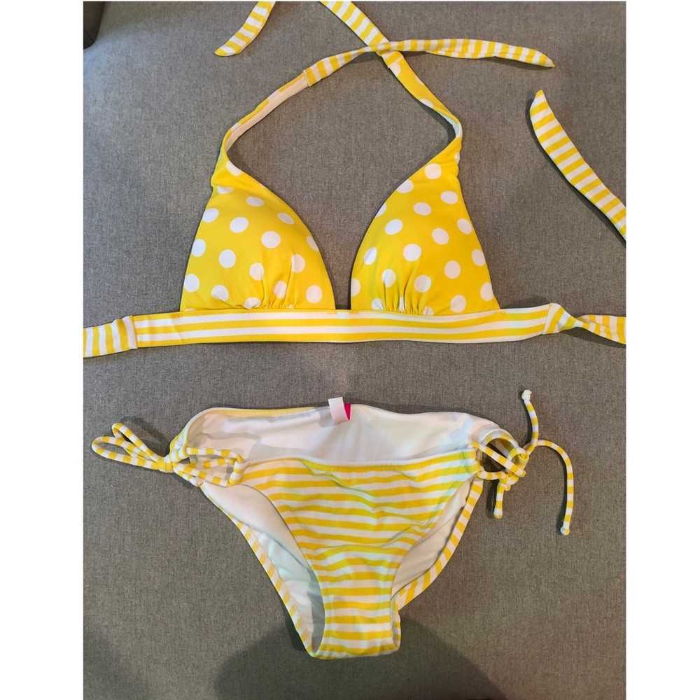 Victoria’s Secret Yellow Polka Dot/Stripe Bikini